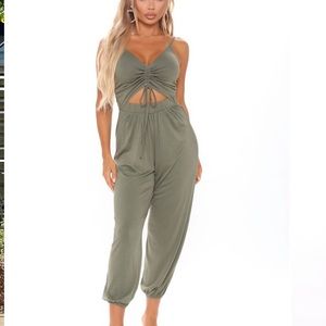 Fashion Nova Easy Breeze Jumpsuit - Olive
